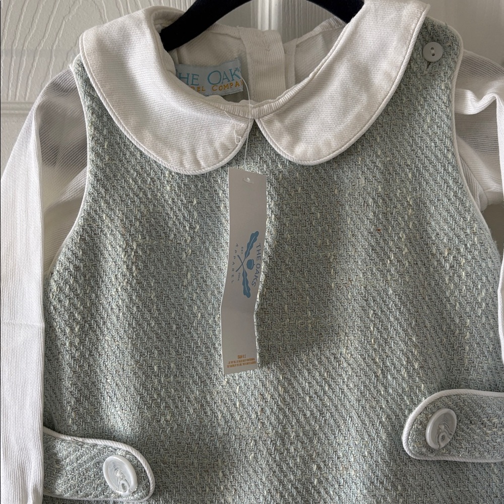 NWT Light Green Tweed Jon Jon with Peter Pan collared long sleeve shirt - Picture 4 of 4
